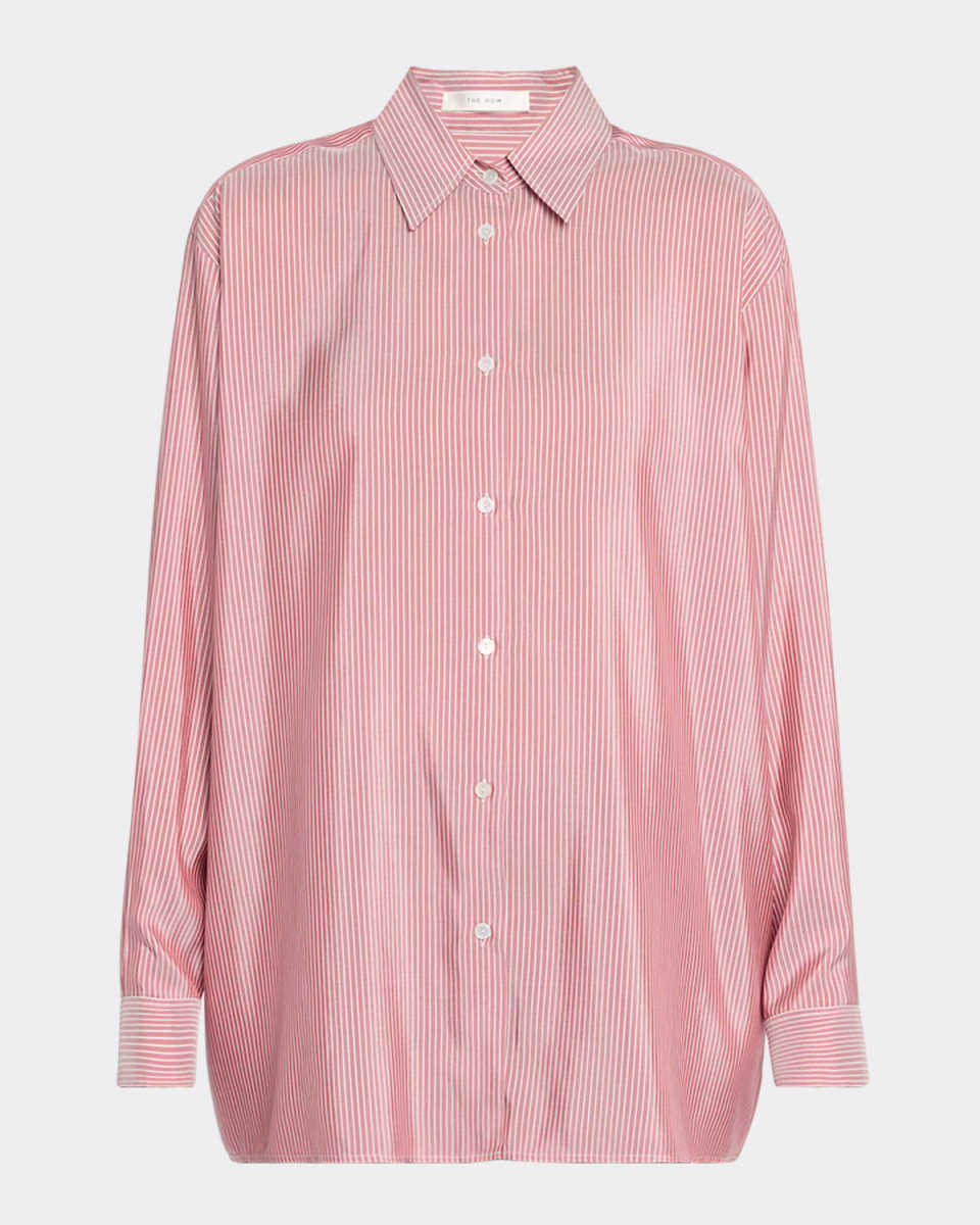 Tansy Striped Silk Button-Down Shirt